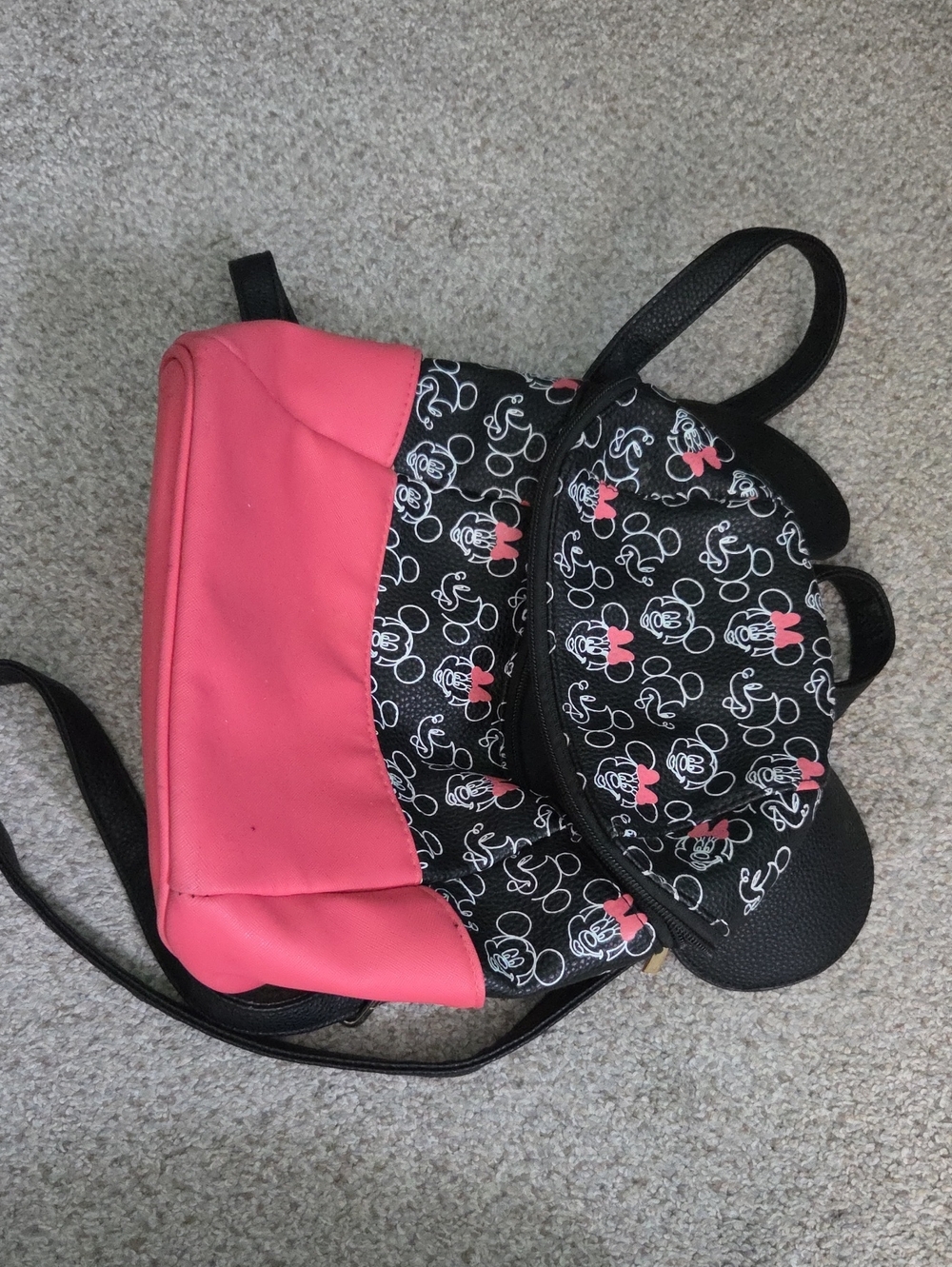 Disney Pink and Black Minnie Print Backpack